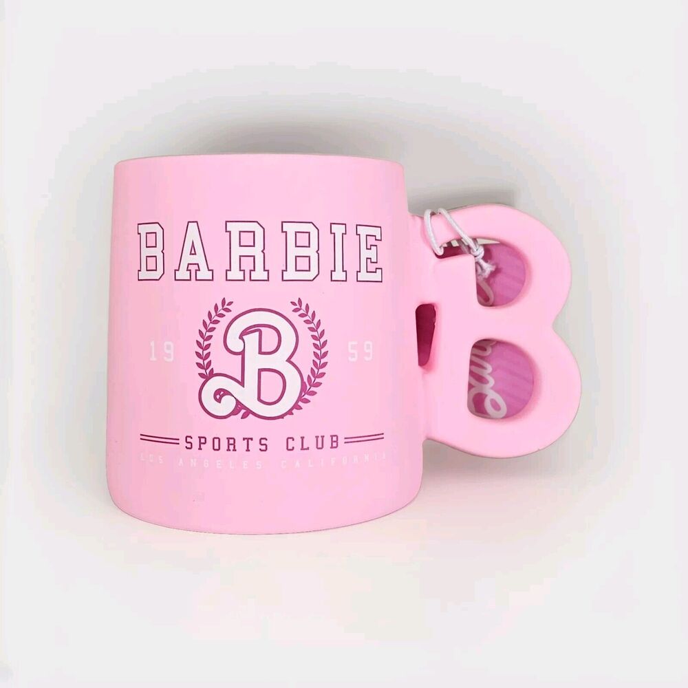 Barbie Sports Club Los Angeles California, 21 Oz ounce Pink Ceramic Mug NWT New